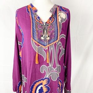 LezaLez Purple Long Sleeve Boho Festival Dress